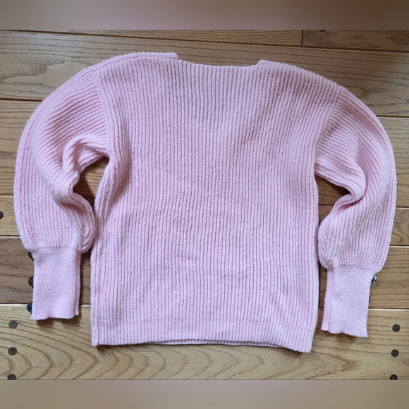 Pink V-Neck Sweater with Button Detail NWOT - Picture 3 of 5